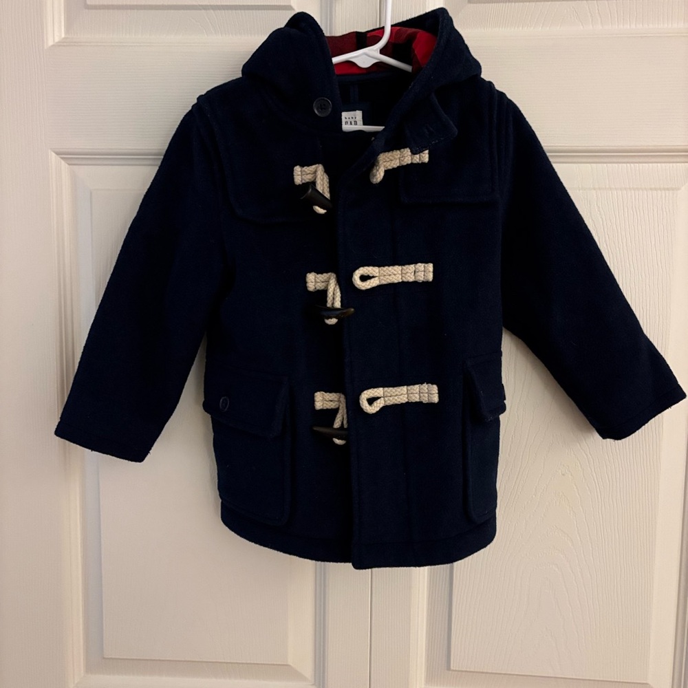 GAP Toddler Navy Duffle Coat with Zipper 3T